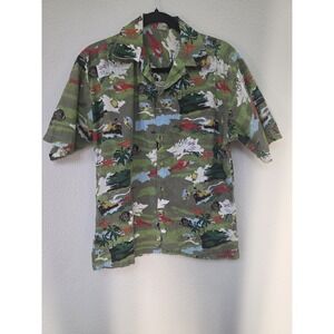Green Collared Marine Life Graphic T-Shirt Short Sleeve Retro Ocean Tee Top